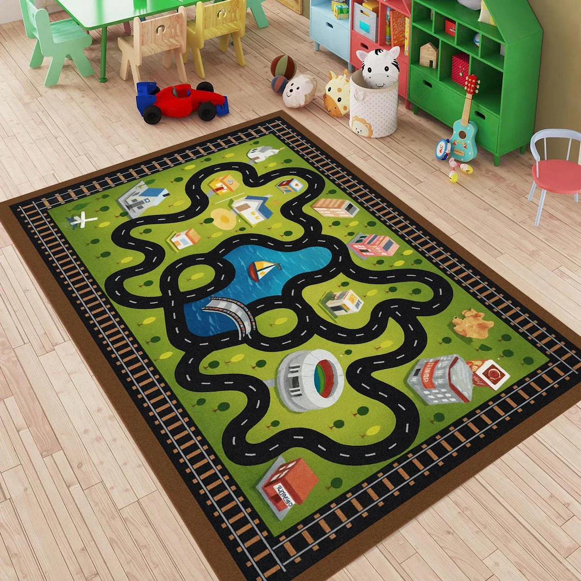 Commercial Digital Printing Machine - Race Track Rug Kids Playroom Carpet