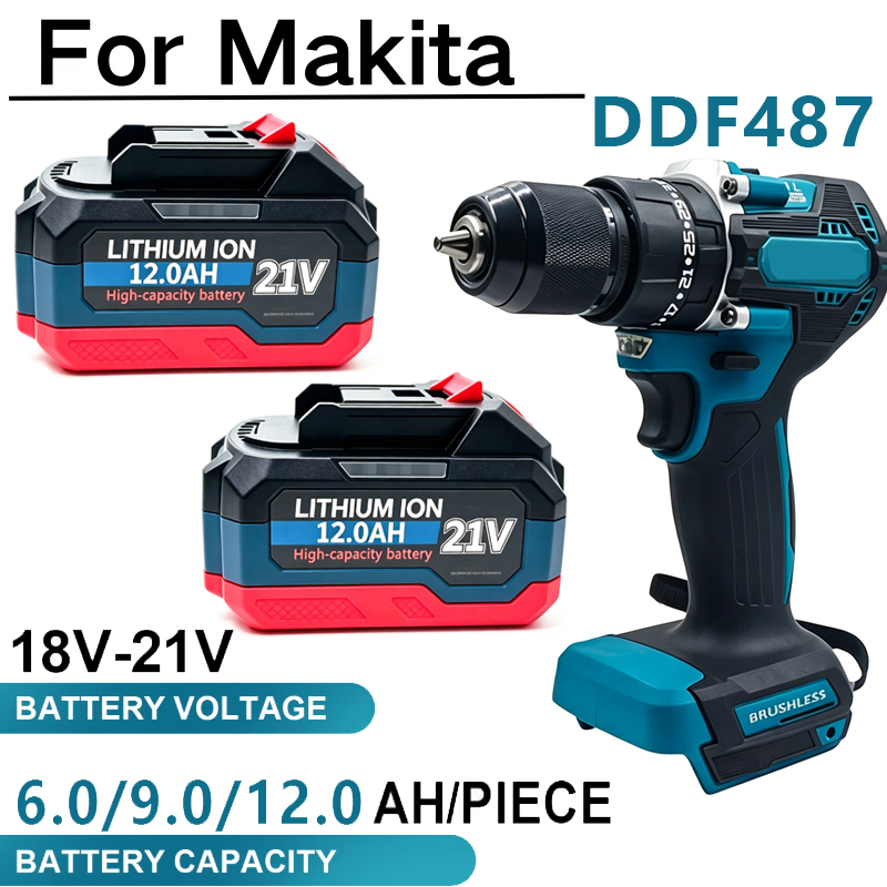 18-21V Battery 12.0Ah Recharge - Makita Drill Ddf484 ulasan dan harga